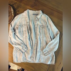 Chico's Beige Linen Button-Up Shirt